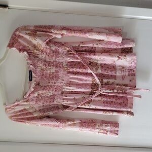 Limited too pink tan cream long sleeve stretch top women S/M